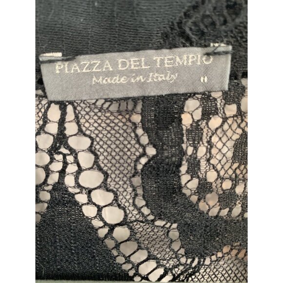 Piazza Del Tempio Made in Italy Black Crochet Lace Cropped Jacket Pockets M - Picture 5 of 6